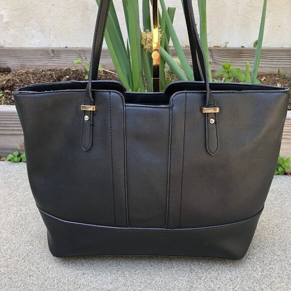 Unbranded Handbags - Women's Vegan Leather Tote Bag Purse Women's Black Shoulder Large​​​​​